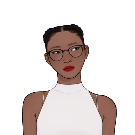 Illustrated portrait of Folayemi Agusto in glasses and a white top